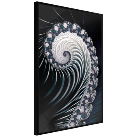 Affiche Murale Encadrée "Fractal Spiral Negative" 21 x 30 cm Noir