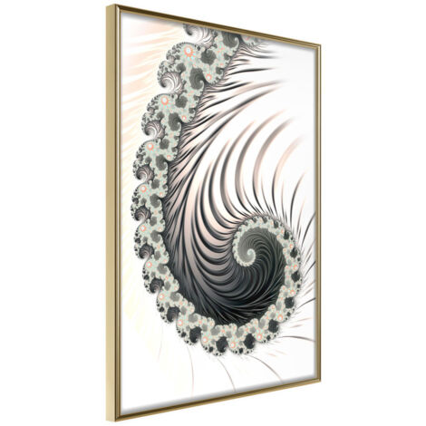 Affiche Murale Encadrée "Fractal Spiral Positive" 21 x 30 cm Or