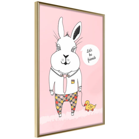 Affiche Murale Encadrée "Friendly Bunny" 40 x 60 cm Or