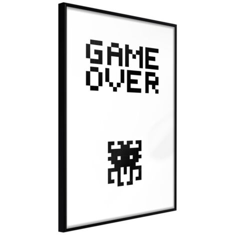 Affiche Murale Encadrée "Game Over" 21 x 30 cm Noir