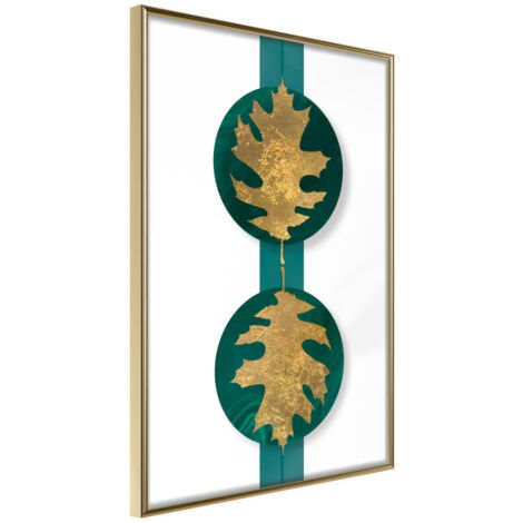 Affiche Murale Encadrée "Gilded Oak Leaves" 40 x 60 cm Or