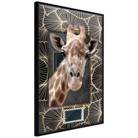 Affiche Murale Encadrée "Giraffe in the Frame" 21 x 30 cm Noir