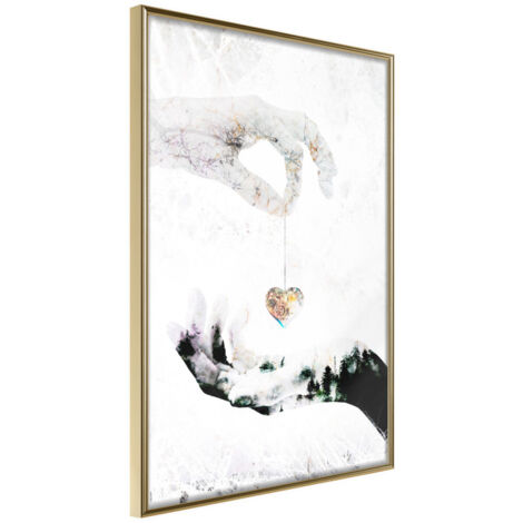Affiche Murale Encadrée "Give Me Your Heart" 21 x 30 cm Or