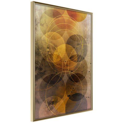 Affiche Murale Encadrée "Golden Circles" 21 x 30 cm Or
