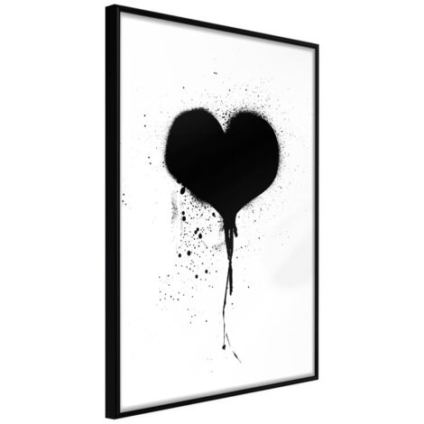 Affiche Murale Encadrée "Graffiti Heart" 21 x 30 cm Noir