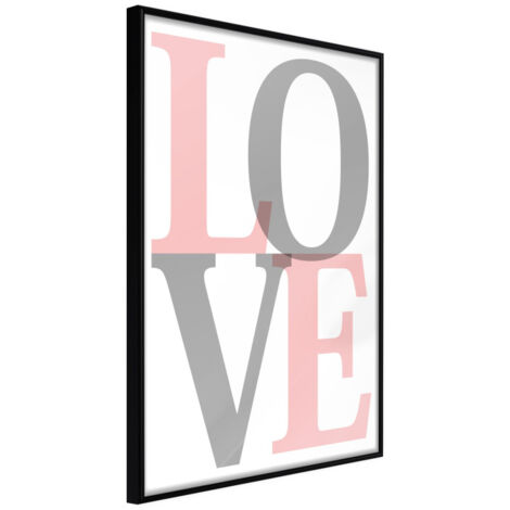 Affiche Murale Encadrée "Grey-Pink Love" 21 x 30 cm Noir