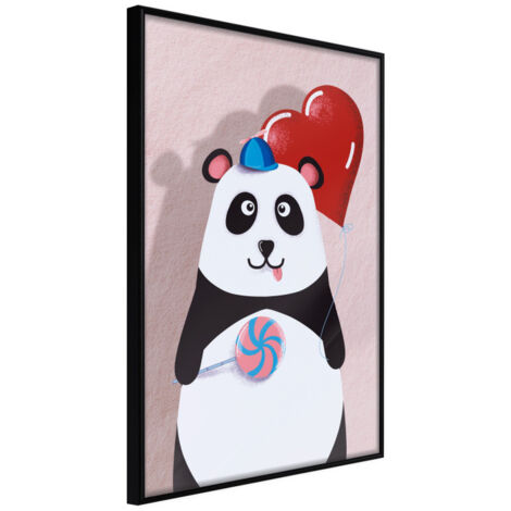 Affiche Murale Encadrée "Happy Panda" 21 x 30 cm Noir