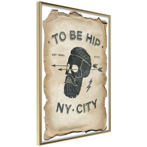Affiche Murale Encadrée "Hipster" 21 x 30 cm Or