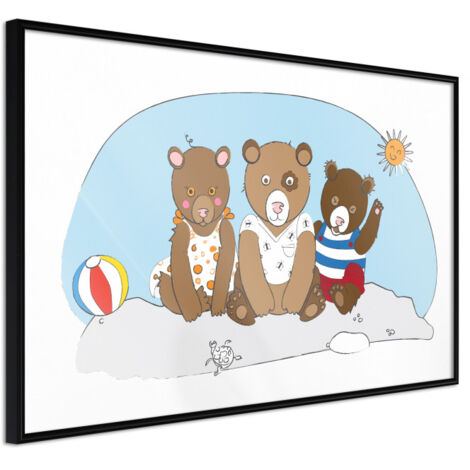 Affiche Murale Encadrée "Holidays at the Seaside" 45 x 30 cm Noir