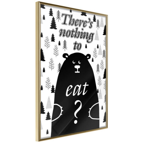 Affiche Murale Encadrée "Hungy Bear" 21 x 30 cm Or