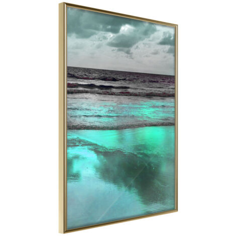 Affiche Murale Encadrée "Iridescent Sea" 21 x 30 cm Or