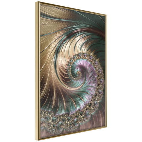 Affiche Murale Encadrée "Iridescent Spiral" 21 x 30 cm Or