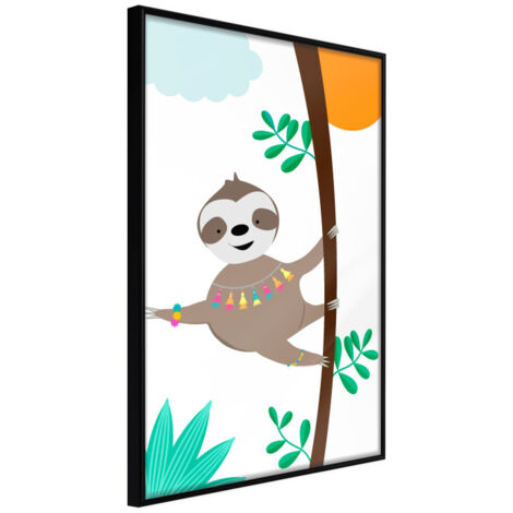 Affiche Murale Encadrée "Lazy Life" 30 x 42 cm Noir