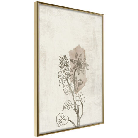Affiche Murale Encadrée "Life of Plants" 40 x 60 cm Or