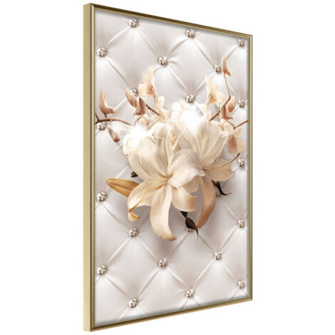 Affiche Murale Encadrée "Lilies on Leather Upholstery" 21 x 30 cm Or