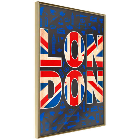 Affiche Murale Encadrée "London" 21 x 30 cm Or
