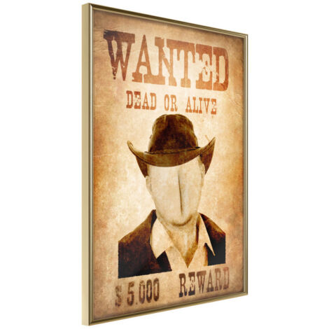 Affiche Murale Encadrée "Long Time Ago in the Wild West" 21 x 30 cm Or