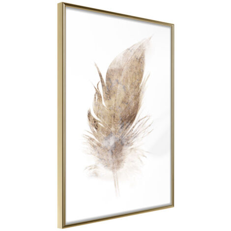 Affiche Murale Encadrée "Lost Feather Beige" 21 x 30 cm Or