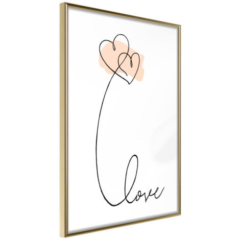 Affiche Murale Encadrée "Love Balloon" 30 x 42 cm Or