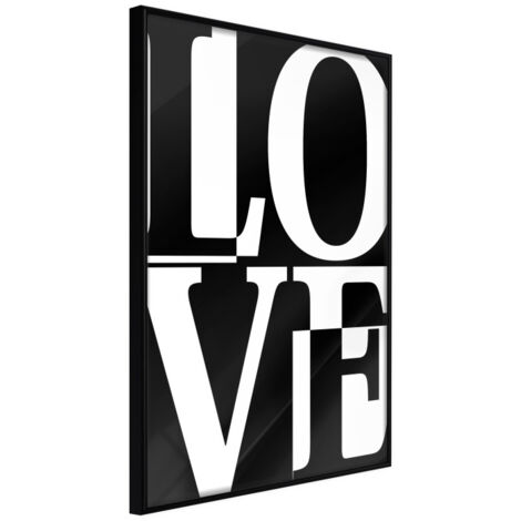 Affiche Murale Encadrée "Love Chessboard" 30 x 42 cm Noir