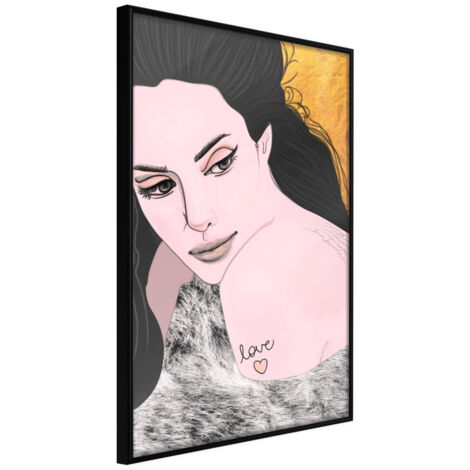 Affiche Murale Encadrée "Love Tattoo" 21 x 30 cm Noir