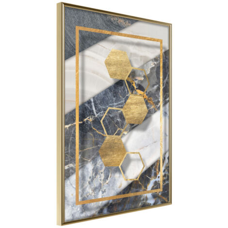 Affiche Murale Encadrée "Marble Composition III" 21 x 30 cm Or