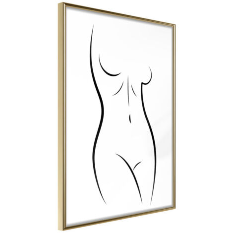 Affiche Murale Encadrée "Minimalist Nude" 21 x 30 cm Or