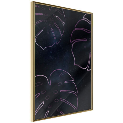 Affiche Murale Encadrée "Monstera Outline" 21 x 30 cm Or