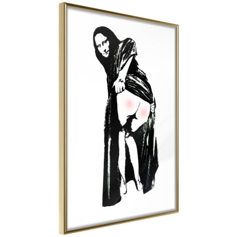 Affiche Murale Encadrée "Moona Lisa" 21 x 30 cm Or