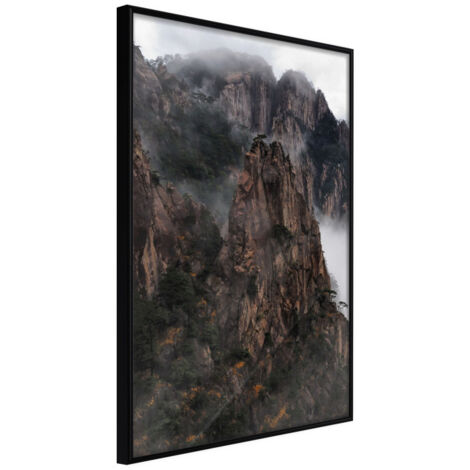 Affiche Murale Encadrée "Mountain Ridge" 30 x 42 cm Noir