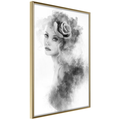 Affiche Murale Encadrée "Mysterious Lady" 21 x 30 cm Or