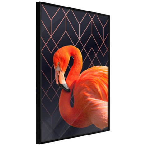 Affiche Murale Encadrée "Orange Flamingo" 30 x 42 cm Noir