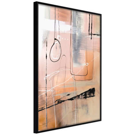 Affiche Murale Encadrée "Pastel Abstraction" 21 x 30 cm Noir