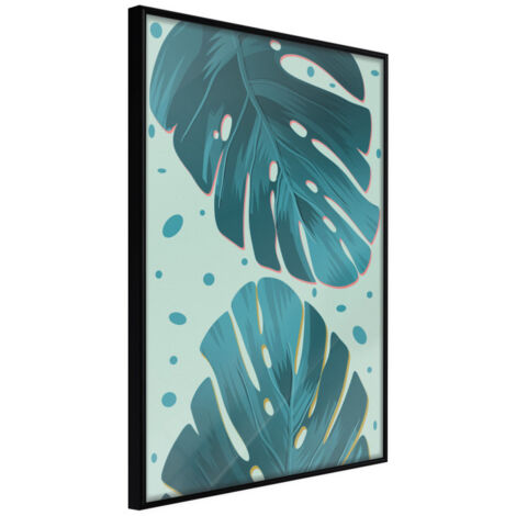 Affiche Murale Encadrée "Pastel Monstera Leaves" 40 x 60 cm Noir