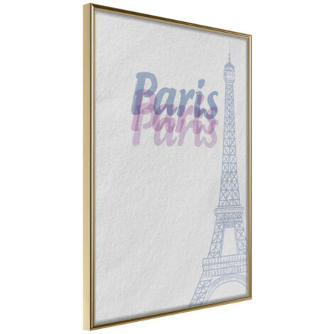 Affiche Murale Encadrée "Pastel Paris" 21 x 30 cm Or