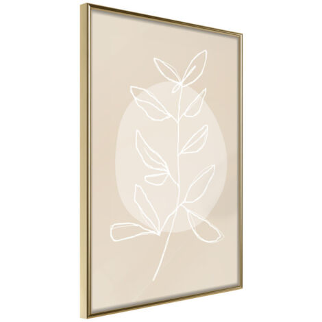Affiche Murale Encadrée "Pastel Plant" 21 x 30 cm Or