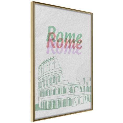 Affiche Murale Encadrée "Pastel Rome" 30 x 42 cm Or