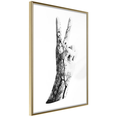 Affiche Murale Encadrée "Peace" 21 x 30 cm Or