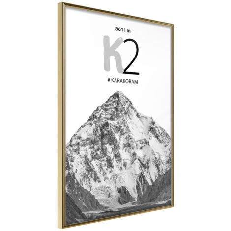 Affiche Murale Encadrée "Peaks of the World K2" 30 x 42 cm Or