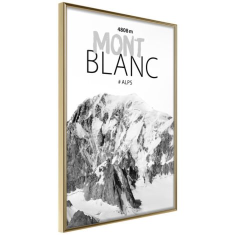 Affiche Murale Encadrée "Peaks of the World Mont Blanc" 30 x 42 cm Or