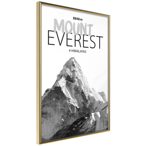 Affiche Murale Encadrée "Peaks of the World Mount Everest" 21 x 30 cm Or
