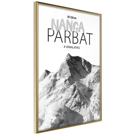 Affiche Murale Encadrée "Peaks of the World Nanga Parbat" 30 x 42 cm Or