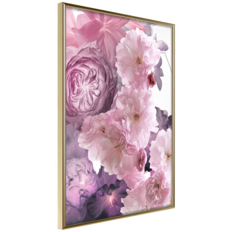 Affiche Murale Encadrée "Pink Bouquet" 40 x 60 cm Or