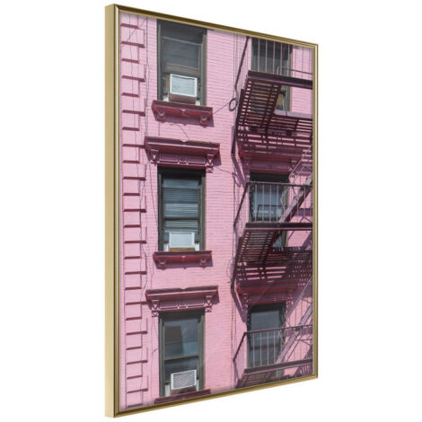 Affiche Murale Encadrée "Pink Facade" 21 x 30 cm Or