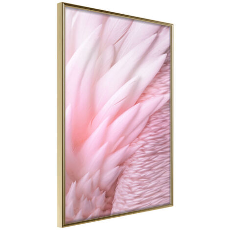 Affiche Murale Encadrée "Pink Feathers" 21 x 30 cm Or