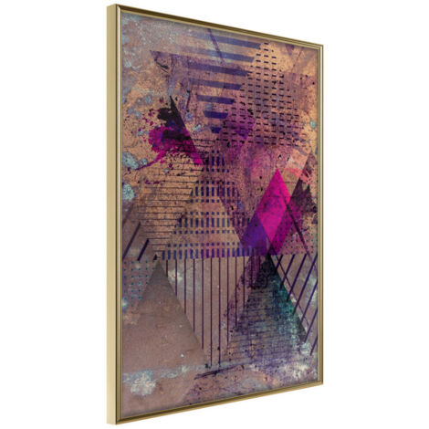 Affiche Murale Encadrée "Pink Patchwork I" 30 x 42 cm Or