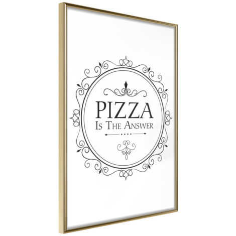 Affiche Murale Encadrée "Pizza" 21 x 30 cm Or