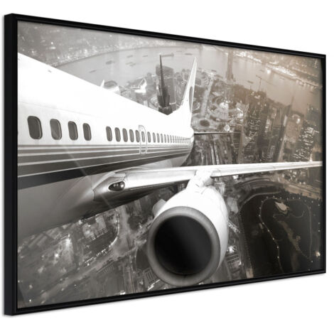 Affiche Murale Encadrée "Plane Wing" 30 x 20 cm Noir