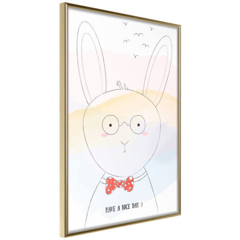 Affiche Murale Encadrée "Polite Bunny" 21 x 30 cm Or