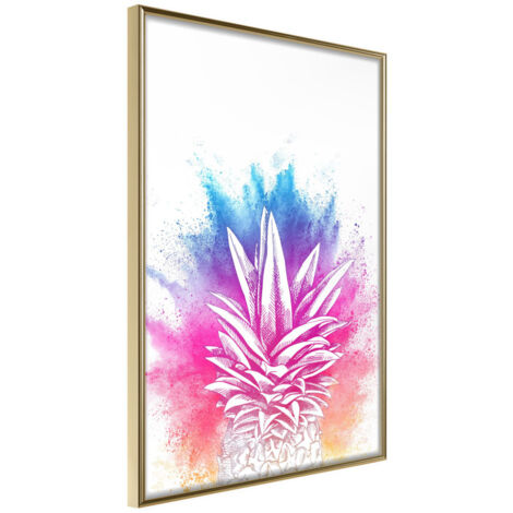 Affiche Murale Encadrée "Rainbow Pineapple Crown" 21 x 30 cm Or